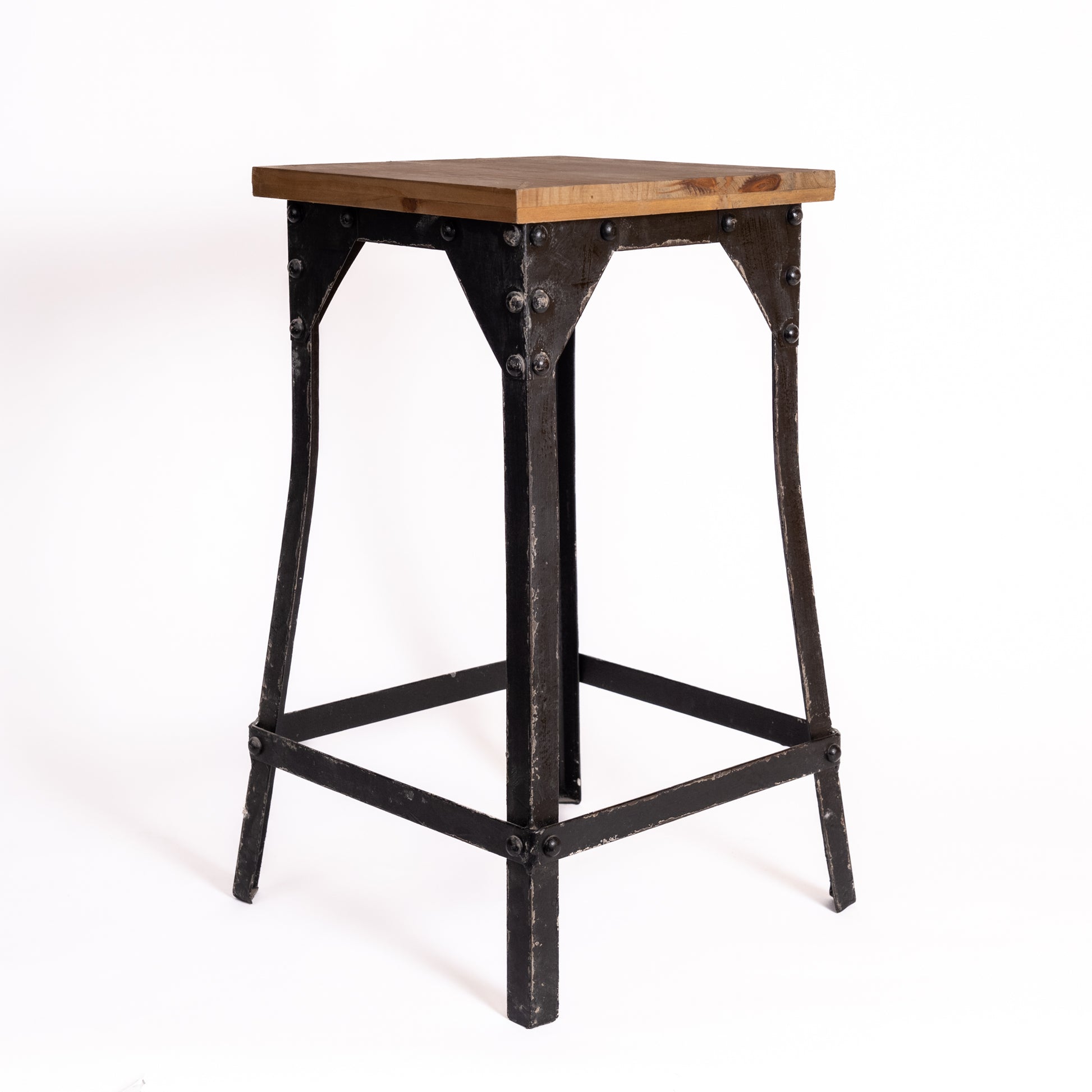 Antique stool with wooden seat